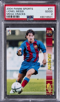 2004-05 Panini Megacracks #71BIS Lionel Messi Rookie Card - PSA GOOD 2